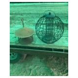 Two Metal bird feeders
