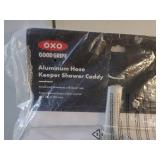 OXO Good Grips 3 Tier Aluminum Shower Caddy, plus 2 towel racks