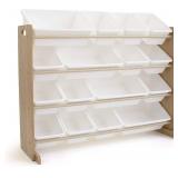 Humble Crew Extra-Large Toy Organizer, 16 Storage Bins, Universal, Natural/White