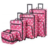Rockland Polka Softside Upright Luggage Set, Pink Dots, 4-Piece (14/19/24/28)