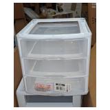 6 Small Sterilite 3 Drawer Units