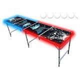 8-Foot PartyPong Pong Table w/Optional Cup Holes, LED Lights, Dry Erase Surface & More