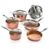 Gotham 10 Piece Pots and Pans Set, Hammered Copper