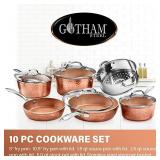Gotham 10 Piece Pots and Pans Set, Hammered Copper