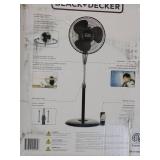 BLACK+DECKER BFSD116B 16" Oscillating Dual-Blade Stand Fan with Remote, Adjustable Height, Black