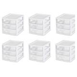 6 Small Sterilite 3 Drawer Units