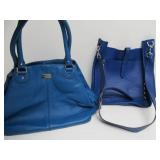 2 Larger Genuine Leather Designer Blue Purses - Cole Haan & Rebecca Minkoff