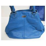 2 Larger Genuine Leather Designer Blue Purses - Cole Haan & Rebecca Minkoff