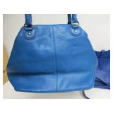 2 Larger Genuine Leather Designer Blue Purses - Cole Haan & Rebecca Minkoff