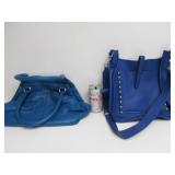 2 Larger Genuine Leather Designer Blue Purses - Cole Haan & Rebecca Minkoff