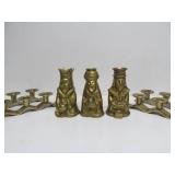 Vintage Heavy Brass "3 Kings" Candle Stands & Pair of Mod Candle Holders