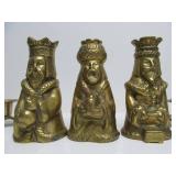 Vintage Heavy Brass "3 Kings" Candle Stands & Pair of Mod Candle Holders