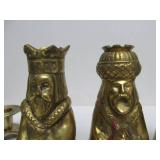 Vintage Heavy Brass "3 Kings" Candle Stands & Pair of Mod Candle Holders