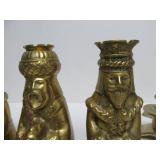 Vintage Heavy Brass "3 Kings" Candle Stands & Pair of Mod Candle Holders