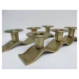 Vintage Heavy Brass "3 Kings" Candle Stands & Pair of Mod Candle Holders