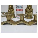 Vintage Heavy Brass "3 Kings" Candle Stands & Pair of Mod Candle Holders