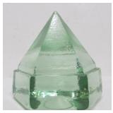 Vintage Mid Century Peridot Green Glass Desk Pyramid/Paperweight