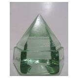 Vintage Mid Century Peridot Green Glass Desk Pyramid/Paperweight