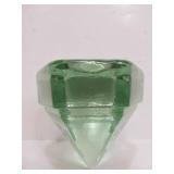 Vintage Mid Century Peridot Green Glass Desk Pyramid/Paperweight