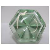 Vintage Mid Century Peridot Green Glass Desk Pyramid/Paperweight