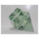 Vintage Mid Century Peridot Green Glass Desk Pyramid/Paperweight