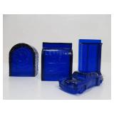 Lot of 4 Vintage BOYD Cobalt Blue Glass Items