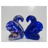 Vintage BOYD Cobalt Blue Glass Squirrels & Teddy Bear