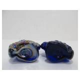 Vintage BOYD Cobalt Blue Glass Squirrels & Teddy Bear