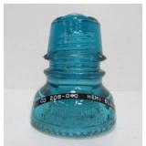 Hemingray CD 208 Cross X-Top Aqua Blue Glass Insulator