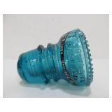 Hemingray CD 208 Cross X-Top Aqua Blue Glass Insulator