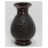 Signed Mid 20th Century Japanese Bronze Vase w/Birds