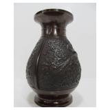Signed Mid 20th Century Japanese Bronze Vase w/Birds