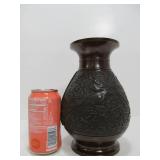 Signed Mid 20th Century Japanese Bronze Vase w/Birds