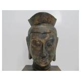 Vintage Cast Metal Buddha Head on Stand