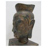 Vintage Cast Metal Buddha Head on Stand