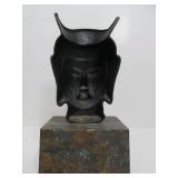 Vintage Cast Metal Buddha Head on Stand