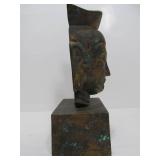 Vintage Cast Metal Buddha Head on Stand
