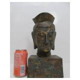 Vintage Cast Metal Buddha Head on Stand