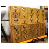 Pair of Vintage Multi-Drawer Stacking Library Catalog Cabinets