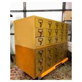 Pair of Vintage Multi-Drawer Stacking Library Catalog Cabinets