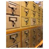 Pair of Vintage Multi-Drawer Stacking Library Catalog Cabinets