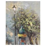 Excellent Vintage Signed Paris Street Scene Oil on Canvas Painting