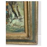 Excellent Vintage Signed Paris Street Scene Oil on Canvas Painting