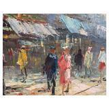 Excellent Vintage Signed Paris Street Scene Oil on Canvas Painting