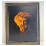 Signed Vintage oil on Canvas Portrait Painting of Mark Twain