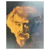 Signed Vintage oil on Canvas Portrait Painting of Mark Twain