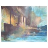 Signed Vintage Oil on Canvas Steamship Painting