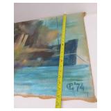 Signed Vintage Oil on Canvas Steamship Painting