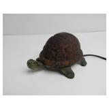 Working Stained Glass & Brass Turtle Lamp
