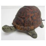 Working Stained Glass & Brass Turtle Lamp